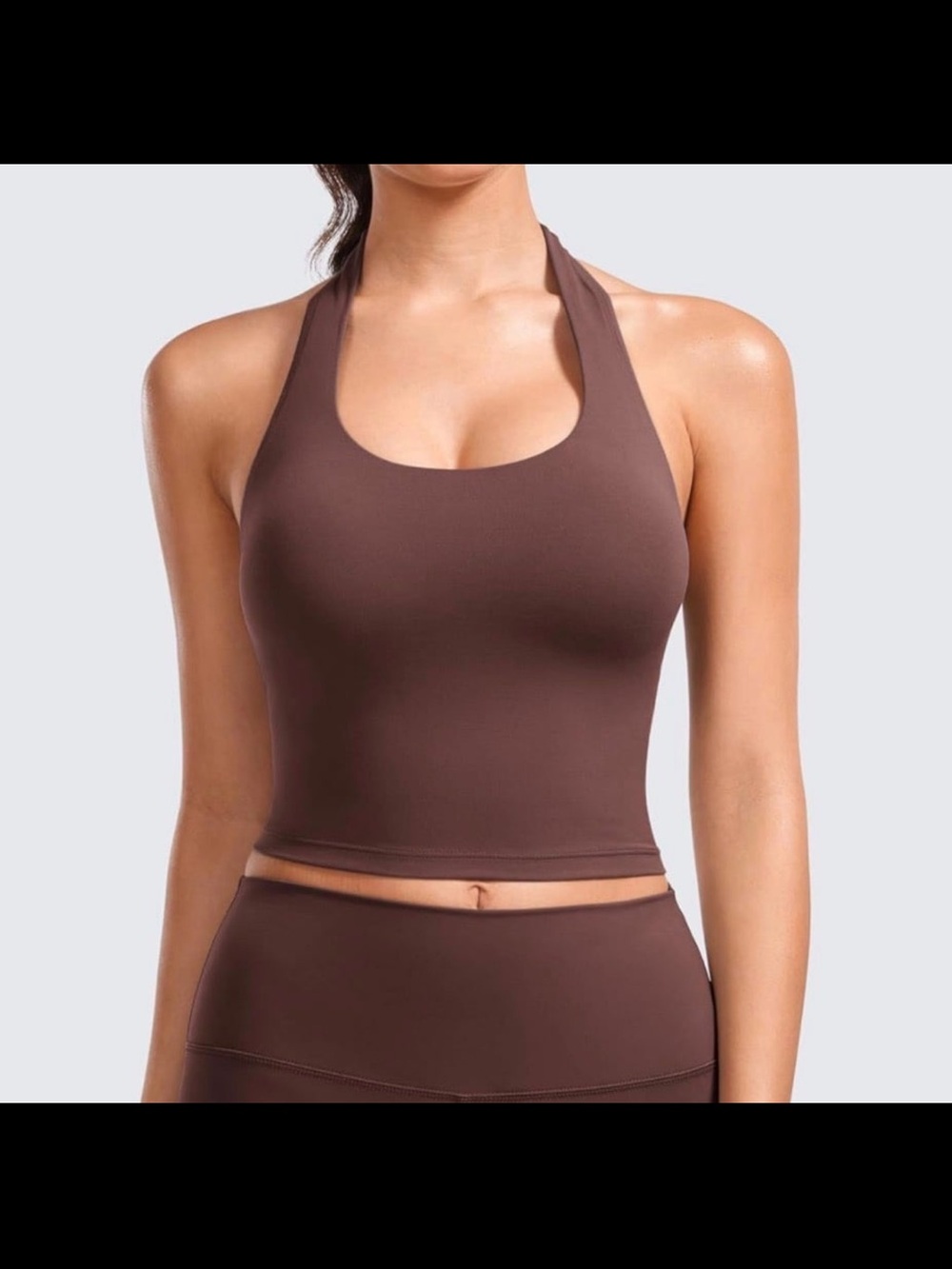 Women's Brown Halter Crop Sports Tank - Brand